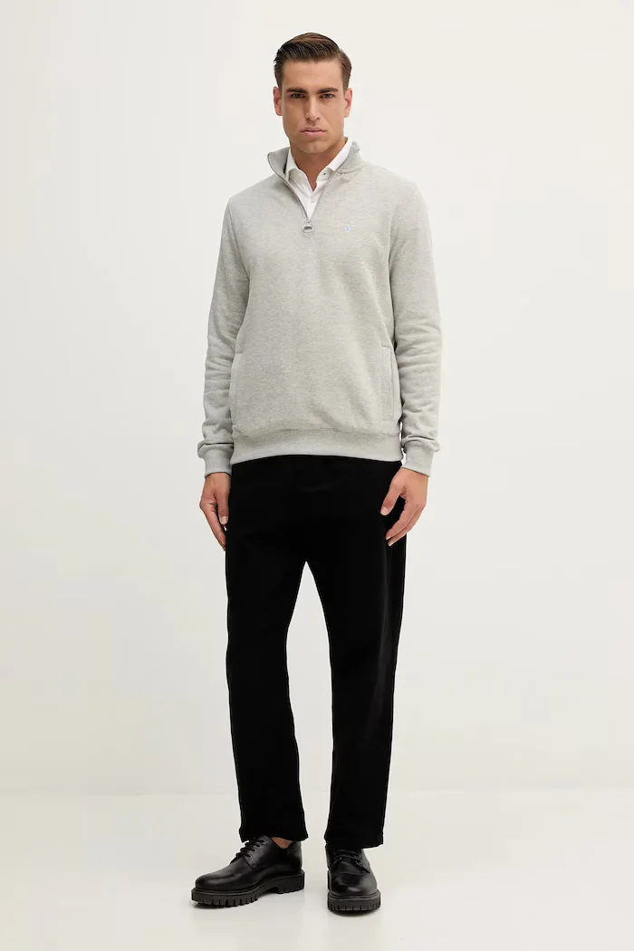 Barbour Памучен суичър мъжки в зелено с изчистен дизайн MOL0642