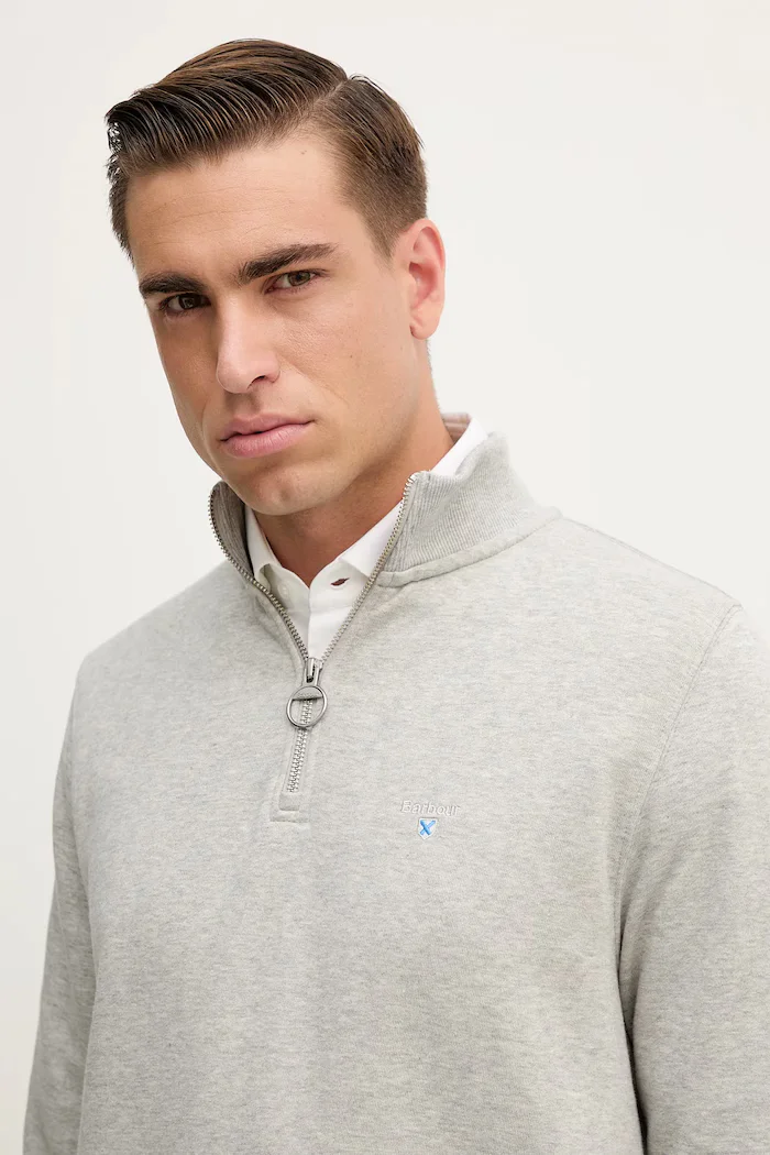 Barbour Памучен суичър мъжки в зелено с изчистен дизайн MOL0642