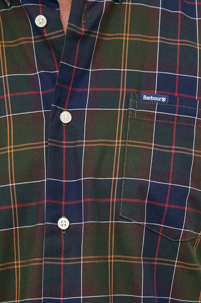 Barbour Памучна риза мъжка с кройка по тялото с яка с копче