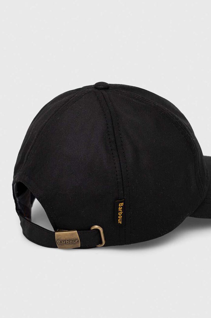 Barbour Памучна шапка с козирка в черно с изчистен дизайн