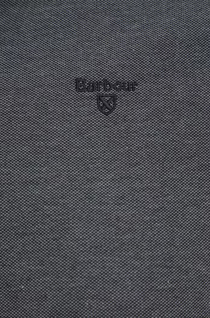 Barbour Памучна тениска с яка в черно с изчистен дизайн MML0628