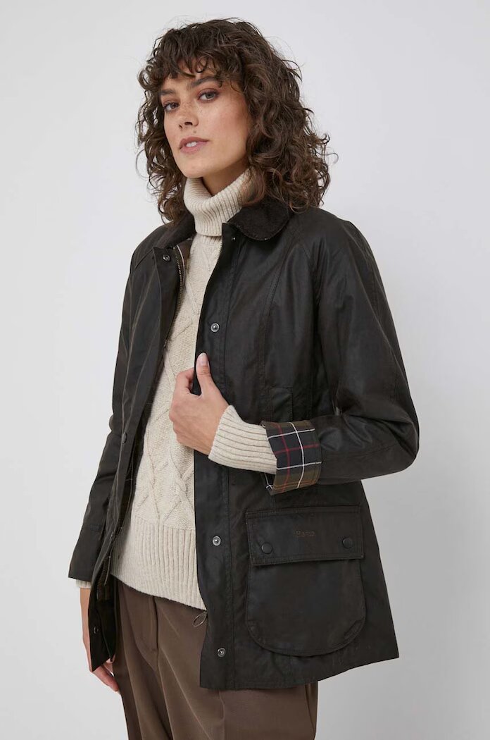 Barbour Памучно яке Classic Beadnell Wax Jacket в кафяво преходен модел