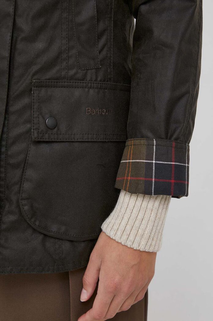 Barbour Памучно яке Classic Beadnell Wax Jacket в кафяво преходен модел