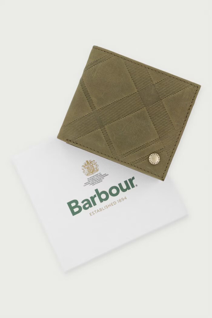 Barbour портфейл мъжки от кожа зелен MLG0081