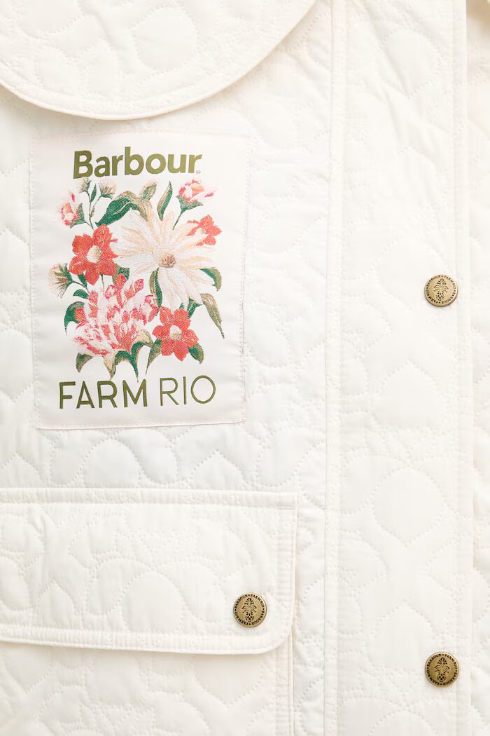 Barbour преходно яке дамско x Farm Rio бежово LQU1906