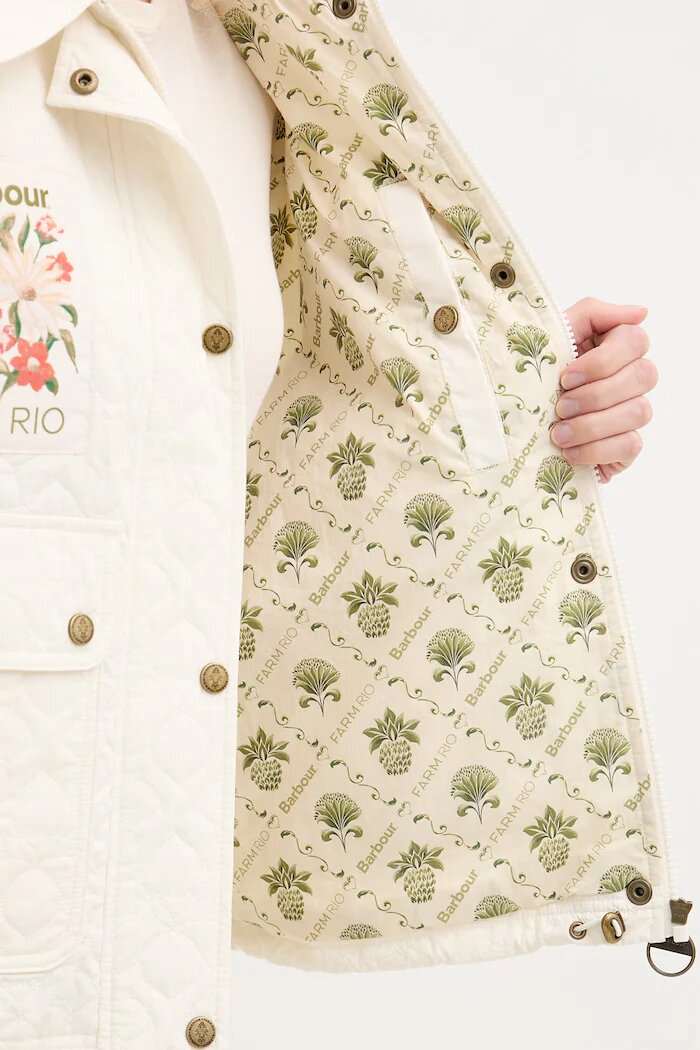 Barbour преходно яке дамско x Farm Rio бежово LQU1906