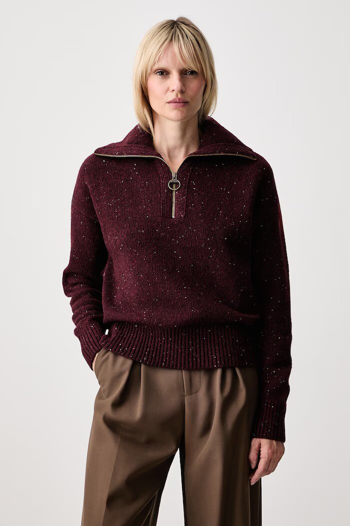 Barbour пуловер дамски с вълна бордо LKN1579