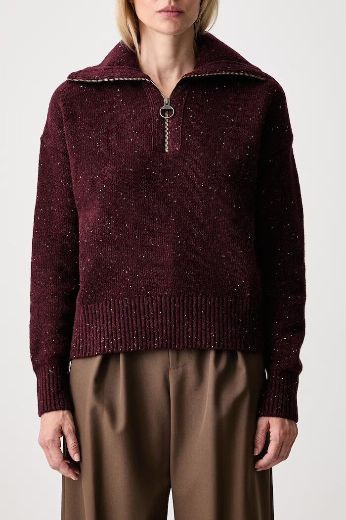 Barbour пуловер дамски с вълна бордо LKN1579