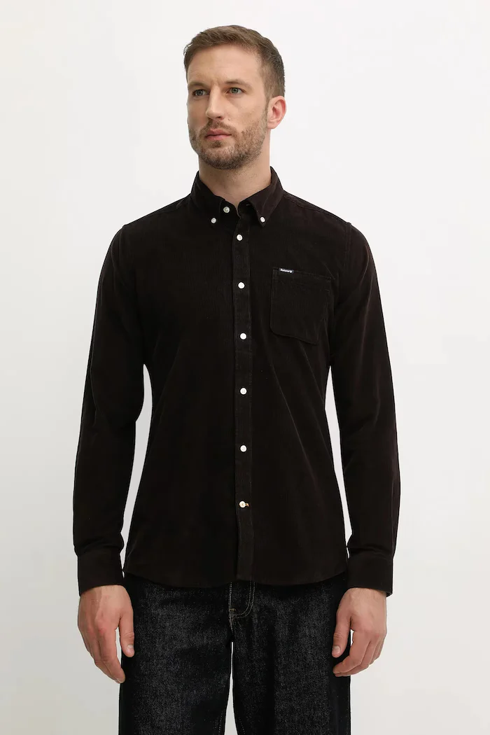Barbour риза мъжка от джинс RAMSEY кафява MSH5001