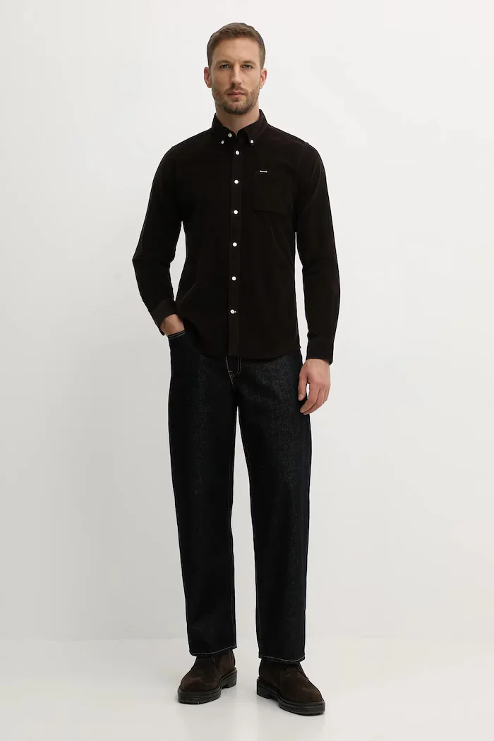 Barbour риза мъжка от джинс RAMSEY кафява MSH5001