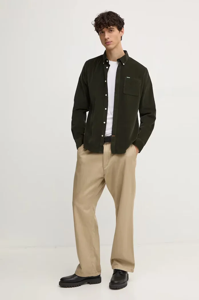 Barbour риза мъжка от джинс RAMSEY зелена MSH5001