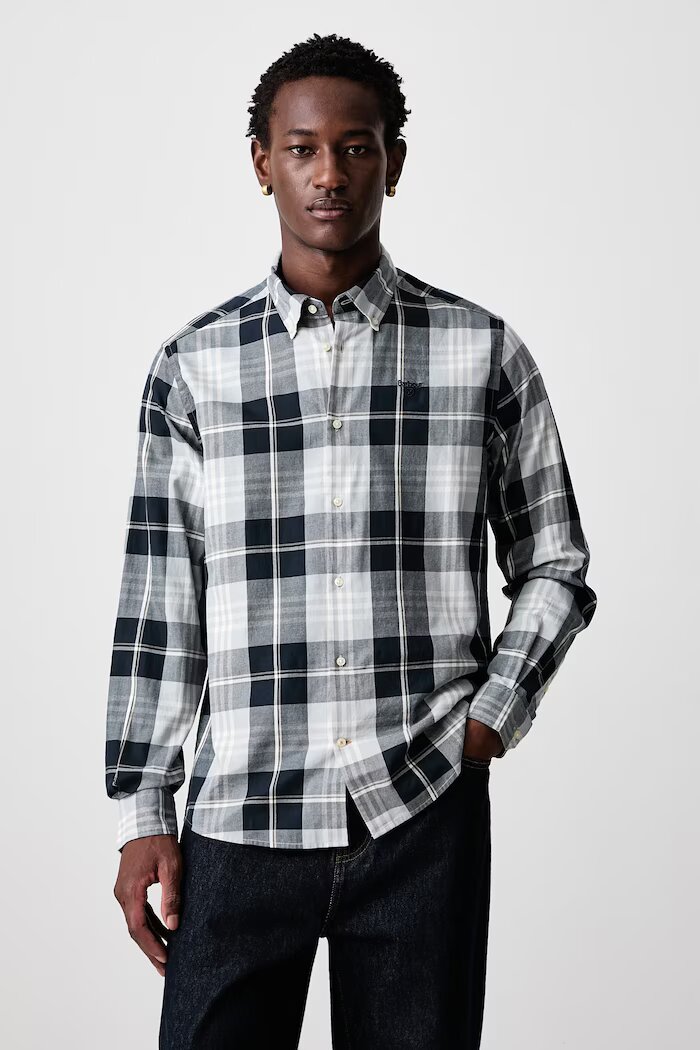 Barbour риза мъжка от памук EDGAR синя на каре MSH5355