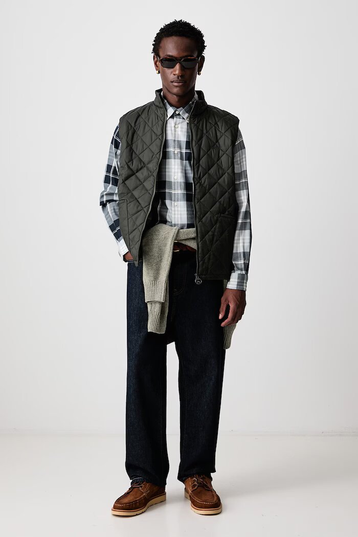 Barbour риза мъжка от памук EDGAR синя на каре MSH5355