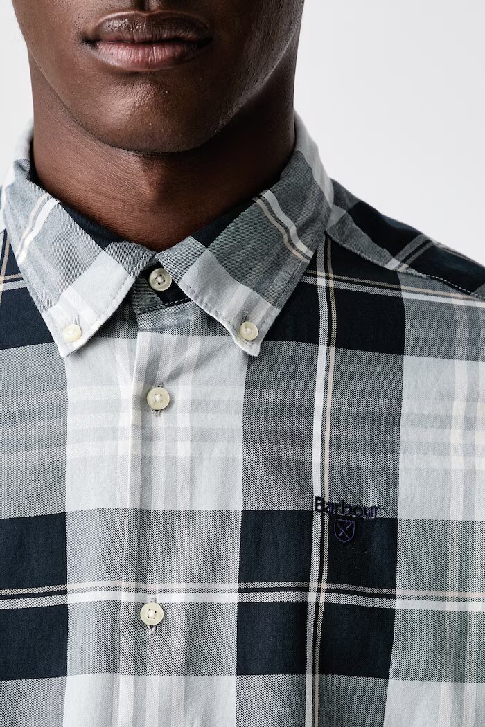 Barbour риза мъжка от памук EDGAR синя на каре MSH5355
