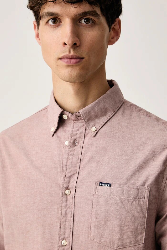 Barbour риза мъжка от памук Marsden розова MSH5527