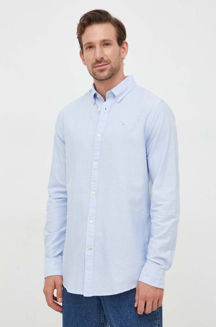 Barbour риза мъжка от памук OXTOWN синя MSH5301