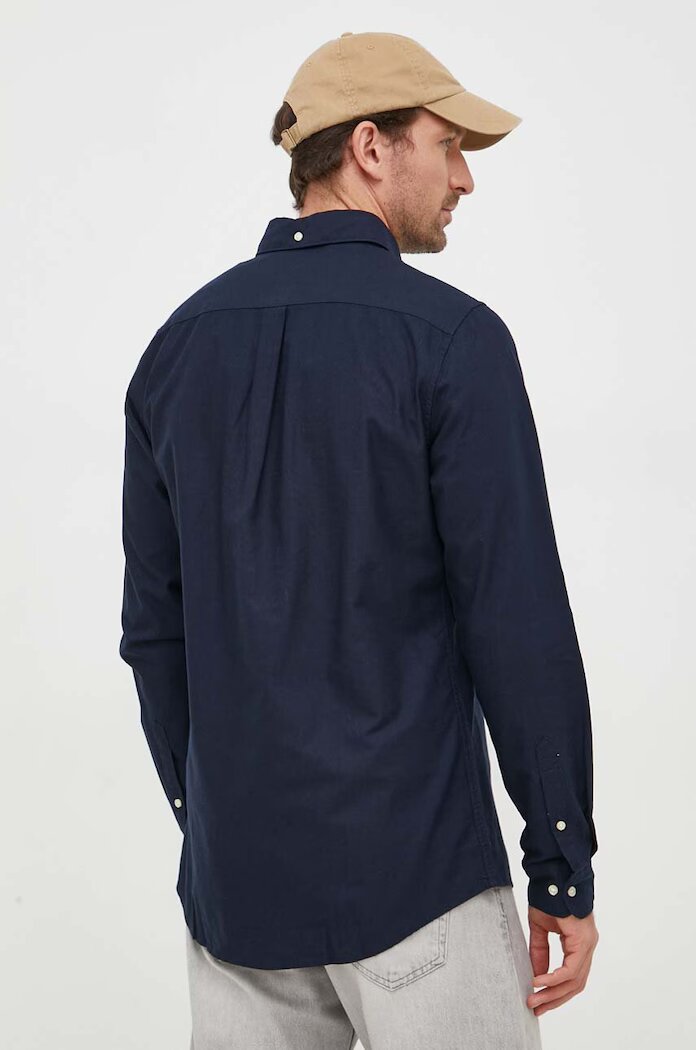 Barbour риза мъжка от памук OXTOWN тъмносиня MSH5301