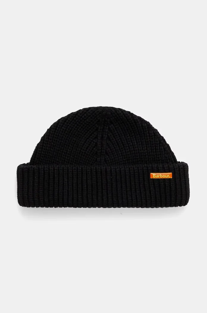 Barbour шапка мъжка от памук Mosely Beanie черна MHA0879
