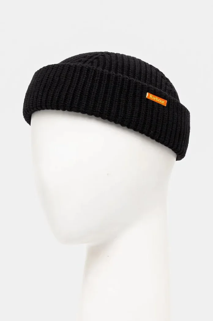 Barbour шапка мъжка от памук Mosely Beanie черна MHA0879