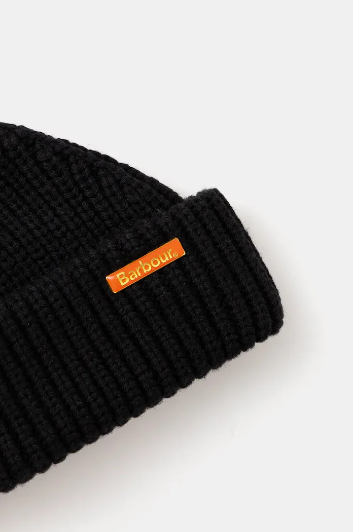 Barbour шапка мъжка от памук Mosely Beanie черна MHA0879