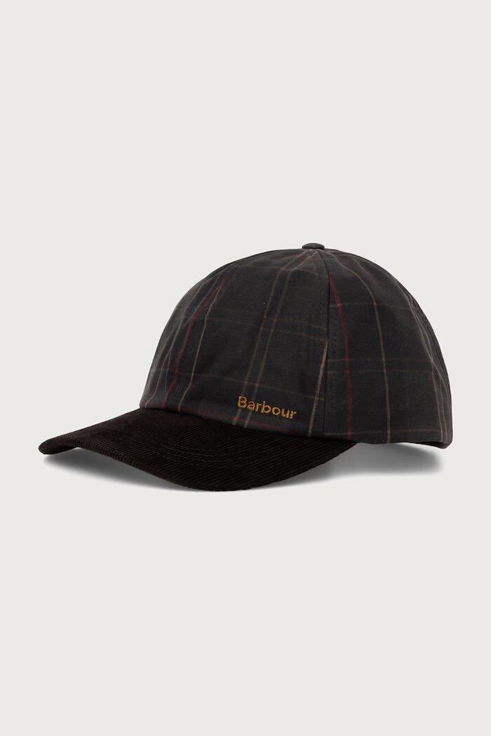 Barbour шапка с козирка дамска от памук зелена LHA0650