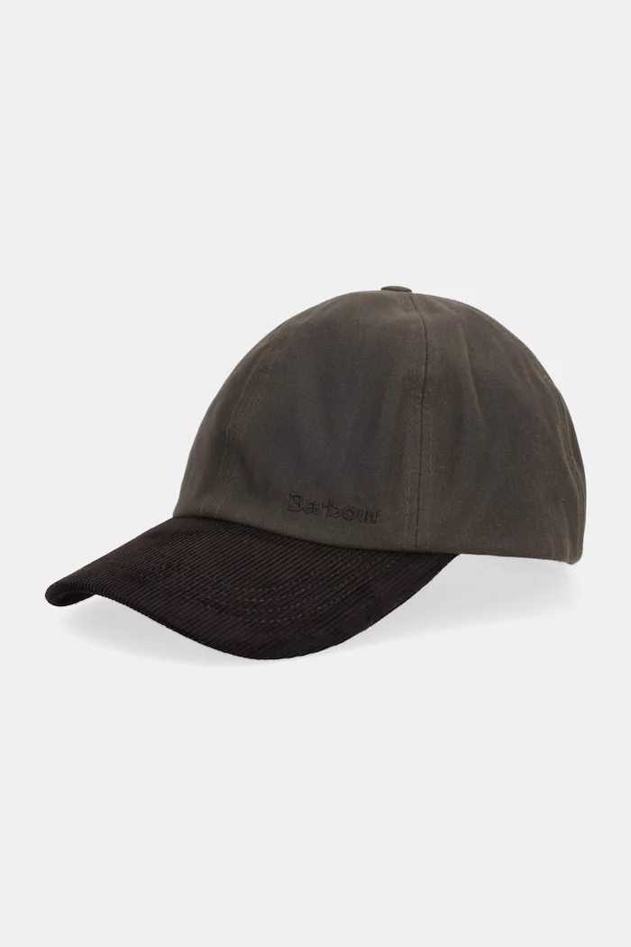 Barbour шапка с козирка мъжка от памук зелена MHA0913