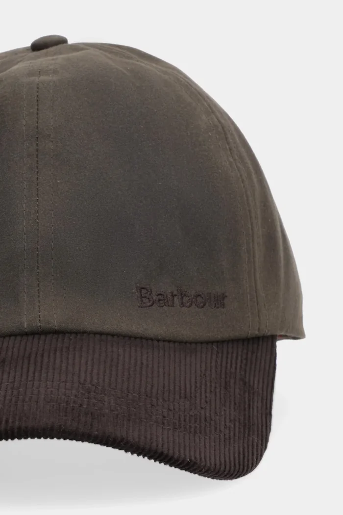 Barbour шапка с козирка мъжка от памук зелена MHA0913