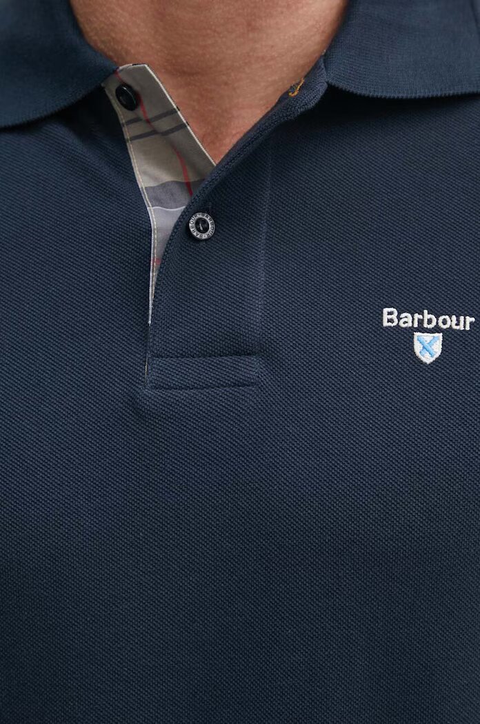Barbour тениска с яка мъжка от памук тъмносиня MML0012