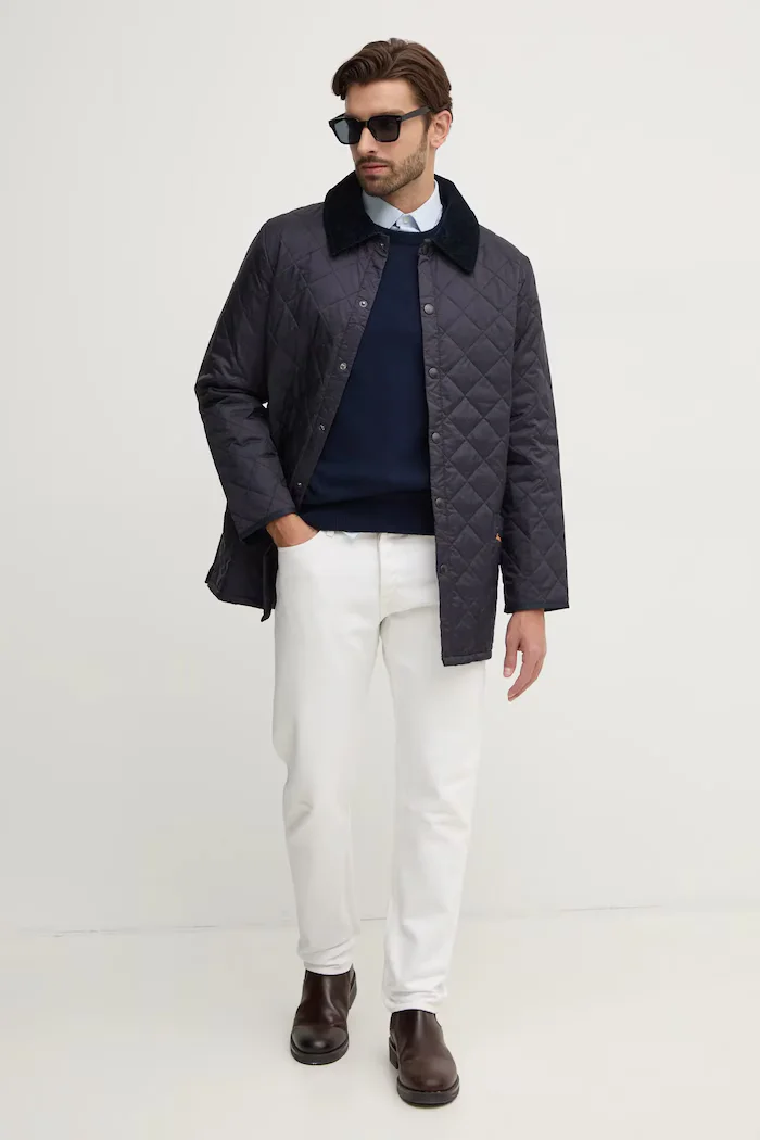 Barbour Яке le Quilt в тъмносиньо преходен модел MQU0001