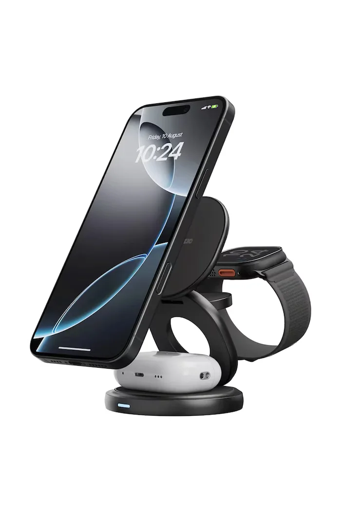 bazic Индуктивно зарядно 15W Fast Charging MagSafe в сиво GM-GYRE360-GUN