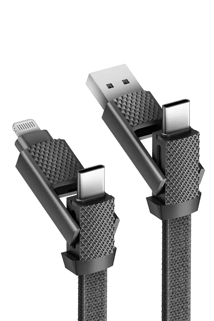 bazic Кабел за зареждане 4в1 (USB-A USB-C USB-C i Lightning) 1 m в черно CBL-GC4N1-BLK100