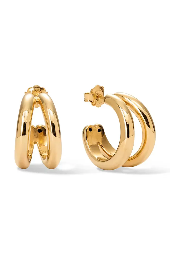 berries обици дамски от позлатено сребро DOUBLE LOOPS Earrings K0004G