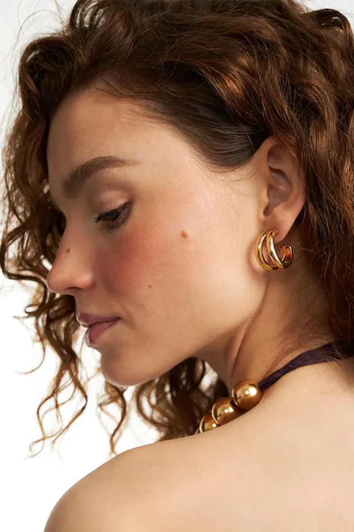 berries обици дамски от позлатено сребро DOUBLE LOOPS Earrings K0004G