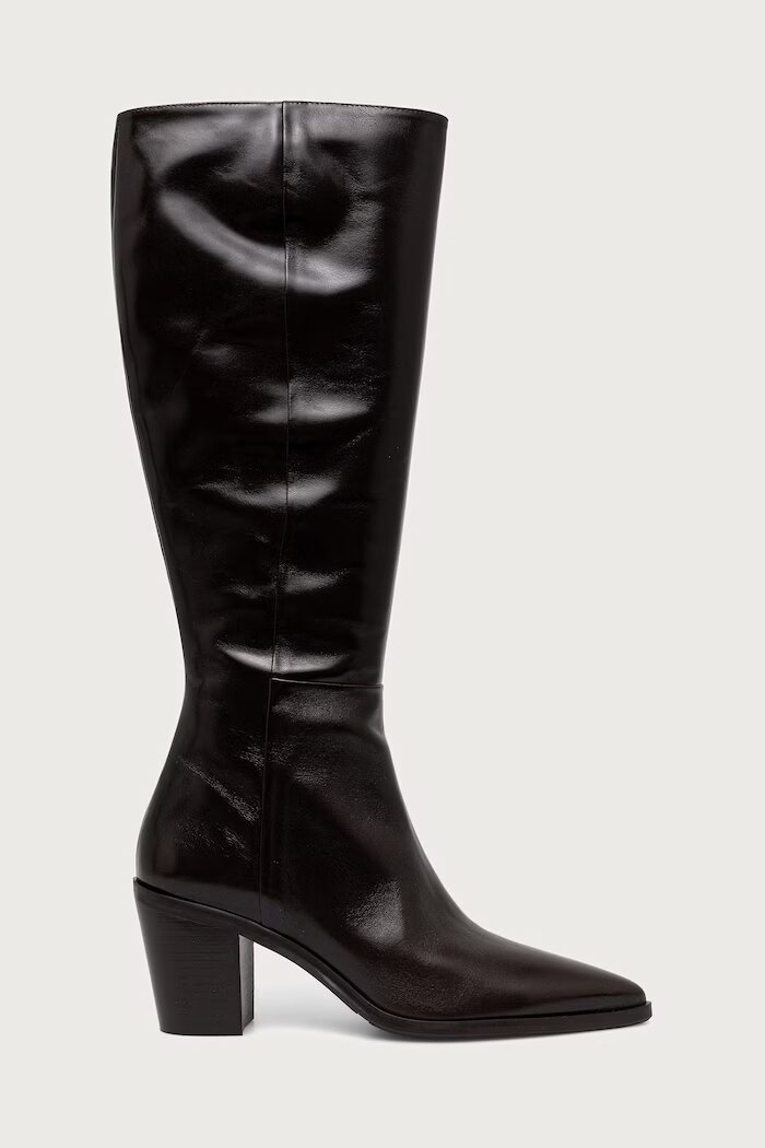 Billi Bi ботуши под коляното дамски от кожа Espresso Marte calf 86 кафяви B1296
