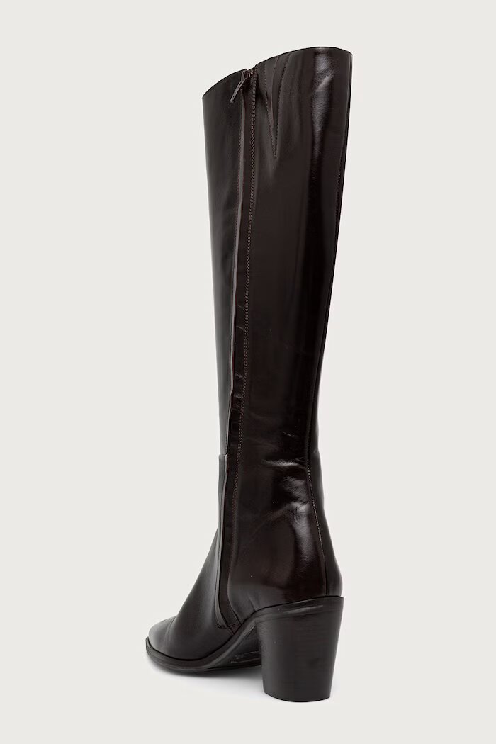 Billi Bi ботуши под коляното дамски от кожа Espresso Marte calf 86 кафяви B1296