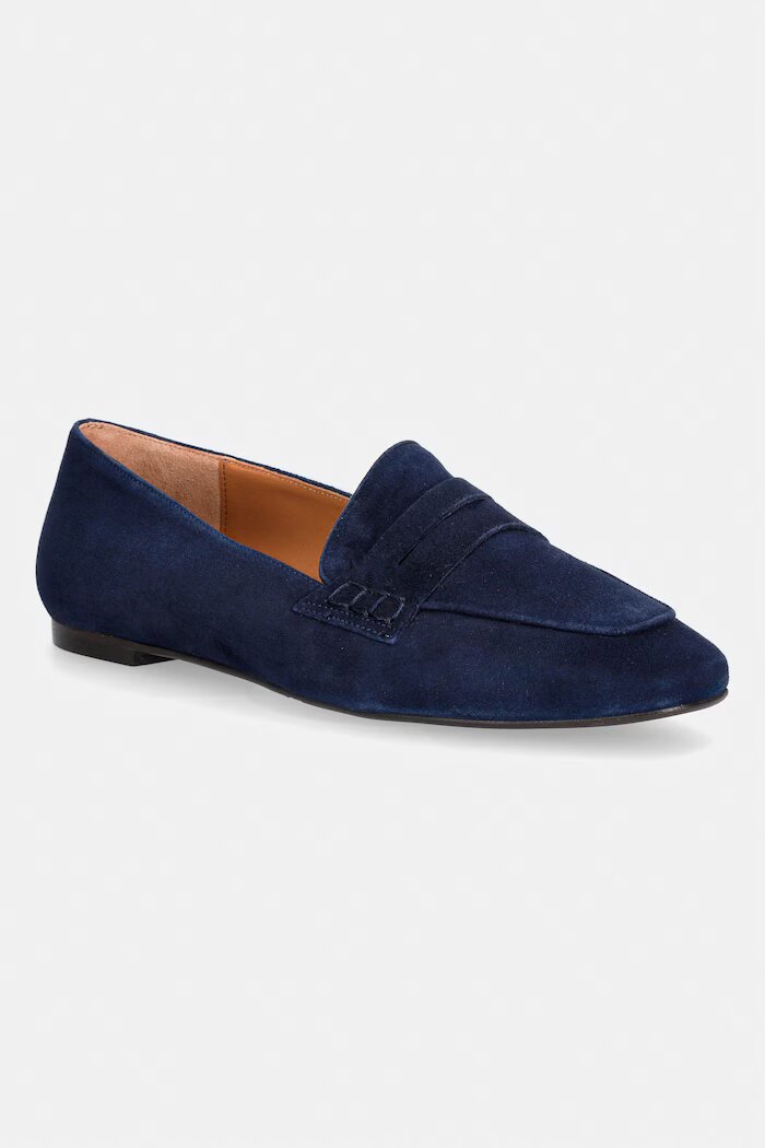 Billi Bi мокасини дамски от велур Blue suede тъмносини A9400