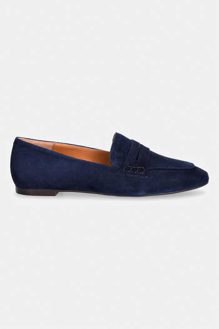 Billi Bi мокасини дамски от велур Blue suede тъмносини A9400