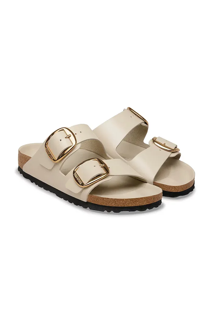 Birkenstock чехли дамски кожени Arizona Big Buckle бежови 1031873
