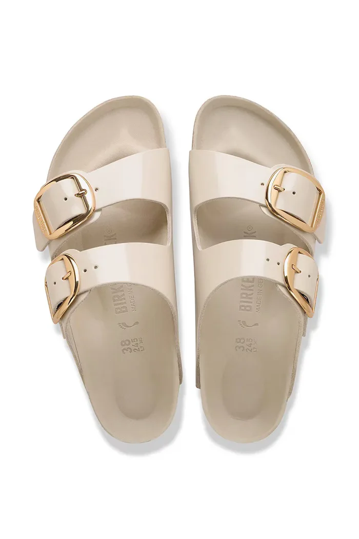 Birkenstock чехли дамски кожени Arizona Big Buckle бежови 1031873