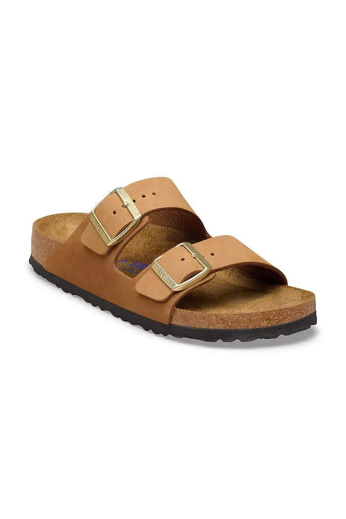 Birkenstock чехли дамски набук Arizona кафяви 1032086