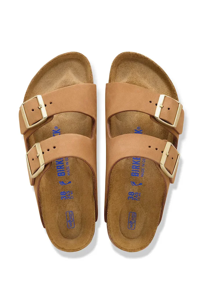 Birkenstock чехли дамски набук Arizona кафяви 1032086