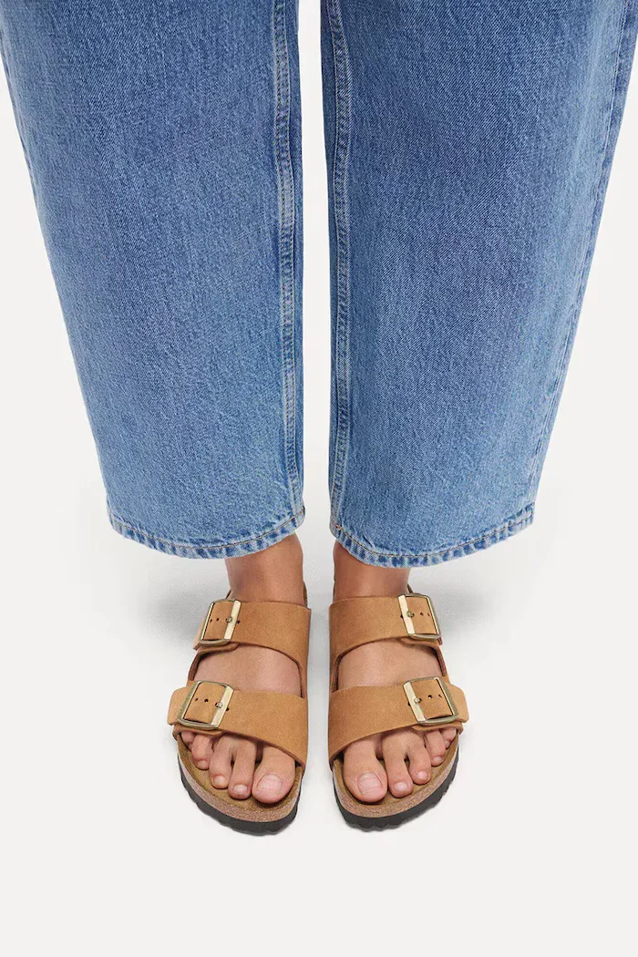 Birkenstock чехли дамски набук Arizona кафяви 1032086
