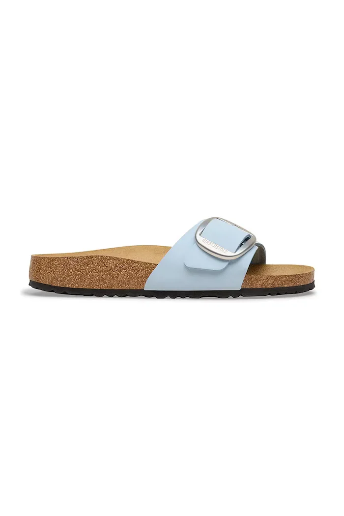 Birkenstock чехли дамски от кожа Madrid Big Buckle сини 1031798