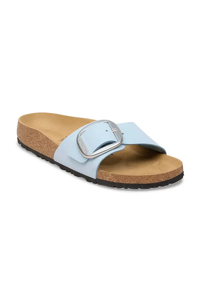 Birkenstock чехли дамски от кожа Madrid Big Buckle сини 1031798