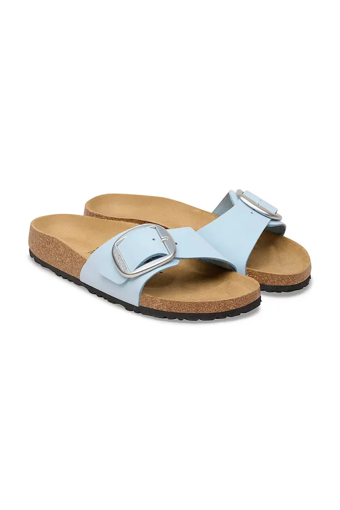 Birkenstock чехли дамски от кожа Madrid Big Buckle сини 1031798