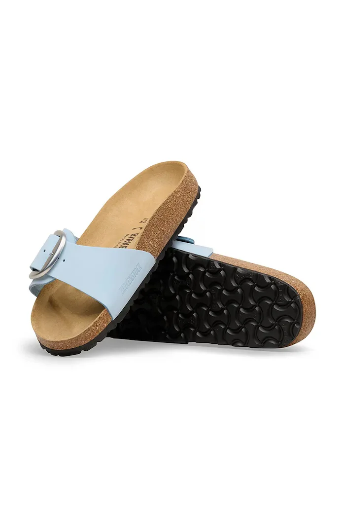 Birkenstock чехли дамски от кожа Madrid Big Buckle сини 1031798