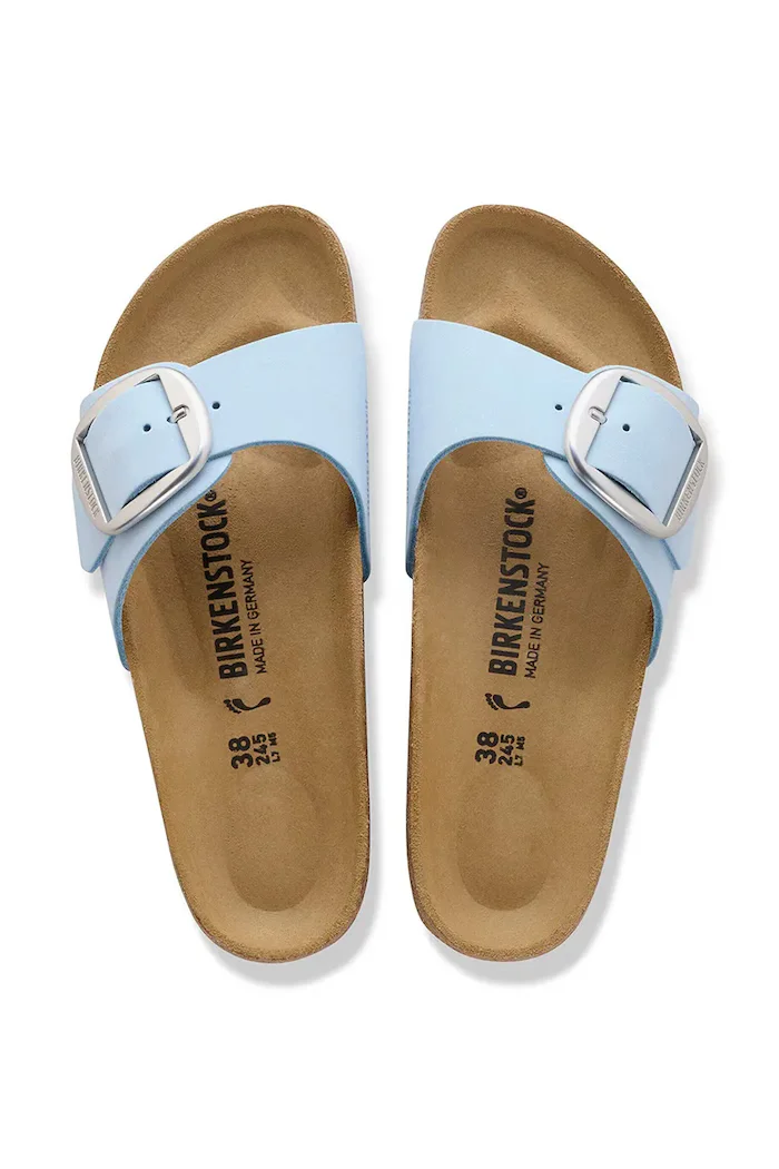 Birkenstock чехли дамски от кожа Madrid Big Buckle сини 1031798