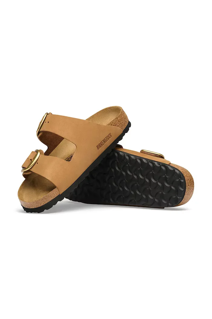 Birkenstock чехли дамски от набук Arizona Big Buckle Nubuck Leather кафяви 1032989