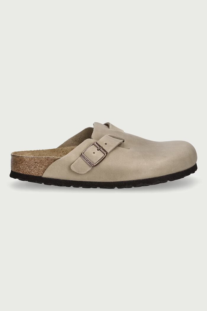 Birkenstock чехли дамски от набук Boston кафяви 960813