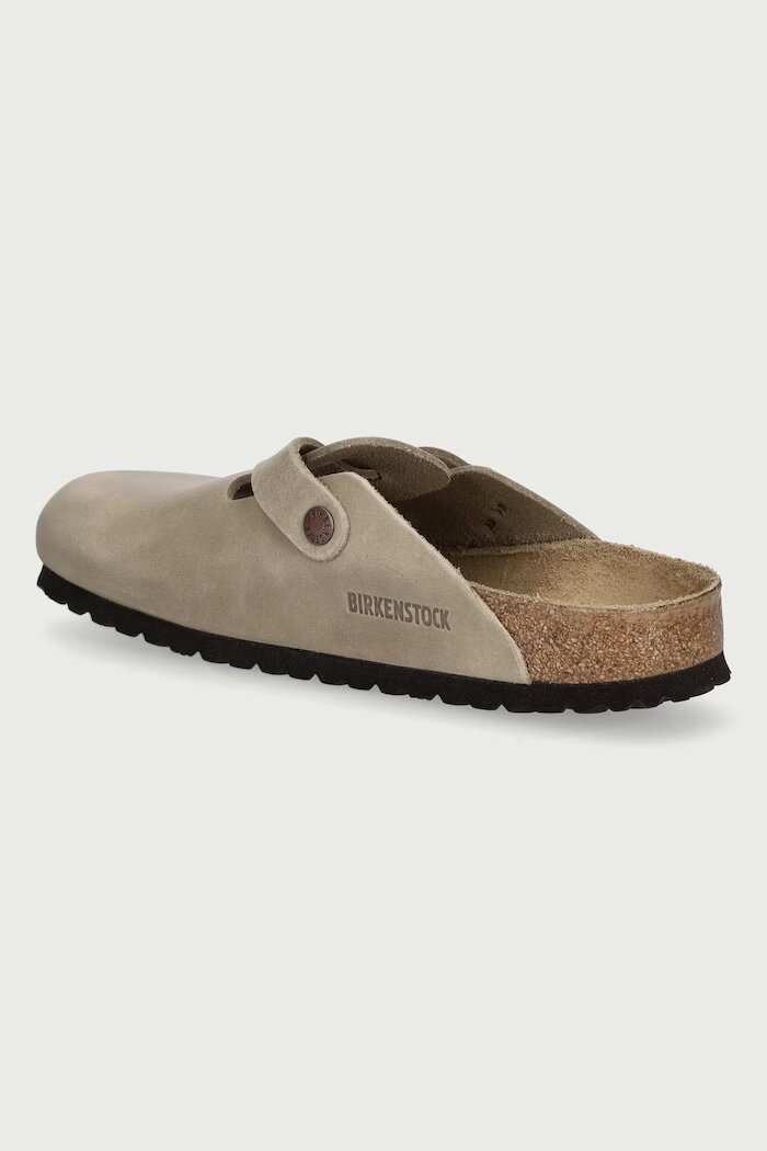 Birkenstock чехли дамски от набук Boston кафяви 960813